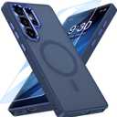 MATEPROX Magnetic Compatible with Samsung Galaxy S25 Ultra Case, Stylish Slim Translucent Matte Protective Cases with Screen Protector for S 25 Ultra 6.9'' 2025-Blue