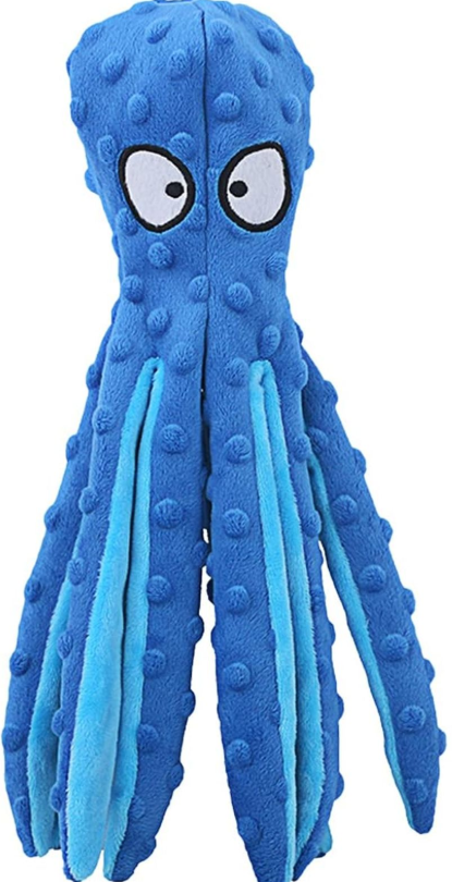 HGB Squeaky Dog Toys - Octopus No Stuffing Crinkle Plush Large Dog Toys to Keep Them Busy, Interactive Puppy Teething Chewing Pet Supplies for Chewer, Small, Medium, Large Breeds, Blue