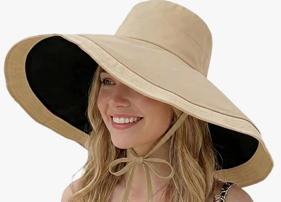 HUAMULAN Women Wide Brim Summer Sun Hat Wired Edge Beach Bucket Fishing Hats Reversible Foldable Travel UV Protection