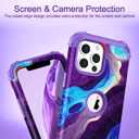Hocase Heavy Duty Case for iPhone 13 Pro 6.1"", Blue Purple Marble | Shockproof Protection Soft Silicone Rubber+Hard Plastic Bumpers Hybrid Protective Case for Women & Girls
