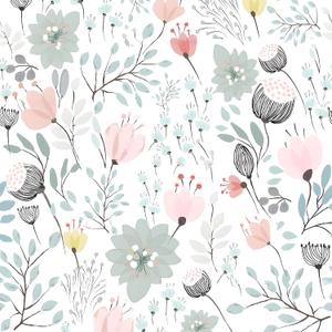 VEELIKE 17.7''x118'' Soft Pastel Floral Wallpaper Boho Floral Peel and Stick Wallpaper for Bedroom Nursery Removable Wallpaper Floral Contact Paper for Cabinets Drawers Self Adhesive Floral Wall Mural