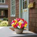 16 Bundles Artificial Flowers for Front Door, Fake Silk Azalea Bouquet Silk Flowers for Outside UV Resistant Realistic Faux Plants for Planter Farmhouse Patio Garden Walkways Home Decor (Mixed Color)