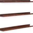 MBYD Floating Shelves 3 Same Dimensions, 48 Inch Deep Walnut Solid Wooden Shelves for Wall, Wall Mount Picture Ledge Shelf, Hanging Photo Display Shelf for Bedroom, Kitchen, Office, Living Room