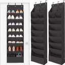 STORAGE MANIAC Over the Door Shoe Organizer Heavy-Duty Large Deep Pocket Hanging Shoe Organizer Shoe Rack Door Closet Shoe Organizer for Wall, Dorm & Narrow Door Storage Shoe Holder Black, 2 Pack