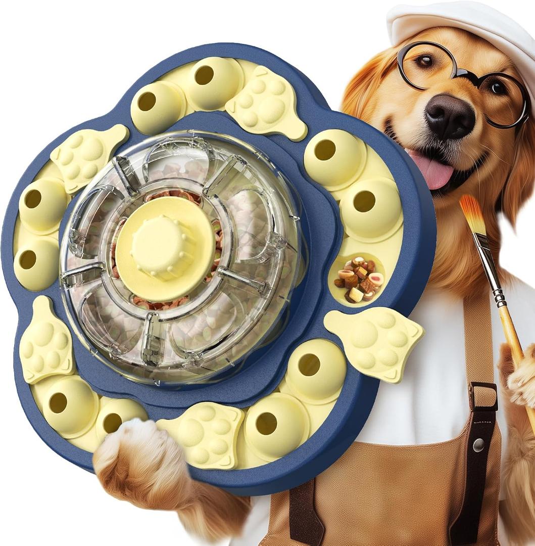 KADTC 3 Levels of Challenge Dog Puzzle Feeder Toy U.S. Brand - Design Spin-to-Release Treat Dispenser For Small Medium Large Dogs Boredom Buster Mental Stimulation Enrichment Slow Feeding Puzzles Toys
