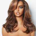 LUVME HAIR Ombre Brown Wavy Human Hair Bob Wig Layered Haircut Side Parted Wig Pre Cut Glueless HD Lace Clousre Short Wigs 12 Inch
