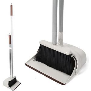 Jekayla 54" Long Handled Broom and Dustpan Set - Perfect Dust Pan and Brush Combo for Efficient Cleaning, Brown and White