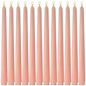 12 Pack 10 inch Soft Peach Taper Candles, Unscented Dripless Candlestick Bulk for Home Dinner Wedding Romantic, Long-Lasting Burn Time of 7-8 Hours (Flesh Pink)