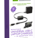 ReTrak 65W Retractable Universal USB-C Laptop Charger with 14 Adapter Tips 