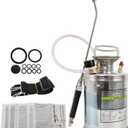 1 Gallon Stainless Steel Sprayer, 12 Wand & 3FT Reinforced Hose, Heavy Duty Hand Pump Sprayer with Pressure Gauge, Safety Valve and Adjustable Nozzle, for Lawn, Garden Watering (Silver-4L)