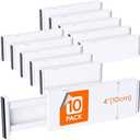 Lifewit 10 Pack Drawer Dividers 4" High,11-17" Adjustable Dresser Drawer Organizers for Clothes, Expandable Dresser Separators in Bedroom/Bathroom/Kitchen/Vanity/Office Organization and Storage, White