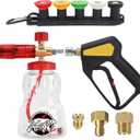 Replacement Short Pressure Washer Swivel with M22 Inlet-14mm & Brass Foam Cannon Wide Mouth Adjustable Thick Foam with 1/4 Quick Plug, Spray Kit