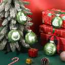 Patelai 24 Pcs Plastic Flat Disc Ornaments for Crafts 3.15" DIY Fillable Hanging Ornament Christmas Tree Ball for DIY Crafts Holiday Xmas Tree Home Decor (Glitter Green,Oblate Spheroid)