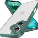 Shockproof for iPhone 16 Case, [Full Camera Protection] [Military-Grade Drop Protection] Protective Anti-Yellow Slim Translucent Matte Skin-Friendly for iPhone 16 Phone Case, Midnight Green