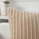 Kevin Textile Throw Pillow Covers Soft Corduroy Decorative Set of 2 Boho Striped Pillow Covers Pillowcases Farmhouse Home Decor for Couch Bed Sofa Living Room 24x24 Inch Beige