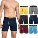IGOLUMON Mens Underwear Boxer Briefs 6-Pack Breathable Bamboo Rayon Soft Boxer for Men with Fly Underwear Trunks (Medium, 1*grey+1*dark Grey+1*blue+1*navy+1*red+1*yellow)