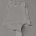 BRABIC Womens' Seamless Sleeveless V-Neck Bodysuit Shapewear Tummy Control (Medium/Large, White Thong)