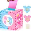 Baby Gender Reveal Pull Out Game , Voting Box with 60 Ballot Cards, Boy or Girl, Party Supplies,Pink and Blue