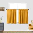 KOUFALL Mustard Yellow Curtains for Kitchen,Blackout Small Window Curtains for Bathroom,36 Inch Long