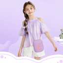 Toddler Purse Initial Crossbody Bags for Girls 3 Pockets PU Leather Cross Body Bag Crossbody Purse Handbag Personalized Preppy Teen Girl Gifts Trendy Stuff (Lavender G)