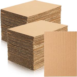 100 Pcs Corrugated Cardboard Sheets Set Corrugated Packaging Pads Paper Flat Cardboard Filler Inserts Sheet Pads Rectangle for Delivering Packing Separators Art Crafts Supplies (Brown, 5 x 7 Inch)