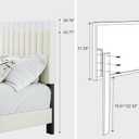 Twin Bed Frame, Velvet Upholstered Platform Bed Frame with Adjustable Headboard, Vertical Quilted Design, Sturdy Slatted Mattress Base, Easy to Assemble, White
