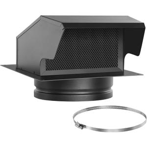 8 Inch Roof Vent Cap, Removable Roof Vent with Pipe Clamp,Damper, Carbon Steel Roof Vent for Home Ventilation Systems, Black