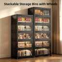 291QT Foldable Storage Cabinet with Wheels & Lid, 6-Tier Black