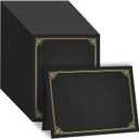GNL Certificate Holders - 200 Packs Black Diploma Holders, Certificate Covers with Gold Foil Border, for Letter Size 8.5 x 11 Certificate Paper, Award, Graduation, Documents