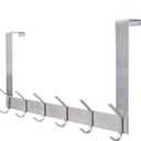 YUMORE Over The Door Hooks, Stainless Steel Heavy Duty Door Hanger for Coats Robes Hats Clothes Towels, Hanging Towel Rack Organizer, Easy Install Space Saving Bathroom Hooks (Brushed Finish)