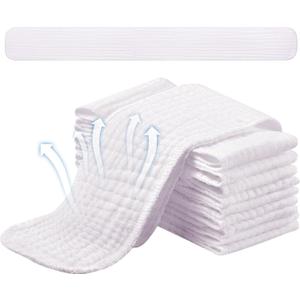 Toulite 10 Pcs 6 Layer Bra Liner Sweating, Cotton Sweat Liner Under Bra Pad Breast Washable Rectangle Absorb for Women Supply (Medium)