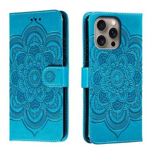 shingtomua for iPhone 16 Pro Max Case Wallet with Card Holder Kickstand Magnetic Soft Leather Flip Fold Cover (Blue, iPhone 16 Pro Max)