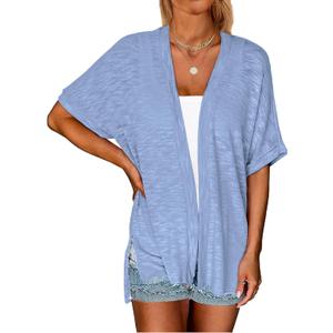 Yekaty Lightweight Cardigans for Women Casual Summer Short Sleeve Cardigan Open Front Beach Coverups 2026, 3XLarge