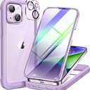 Miracase Glass Series Designed for iPhone 14 Plus Case 6.7 inch, 2023 Upgrade Full-Body Clear Bumper Case with Built-in 9H Tempered Glass Screen Protector and Camera Lens Protector,Green