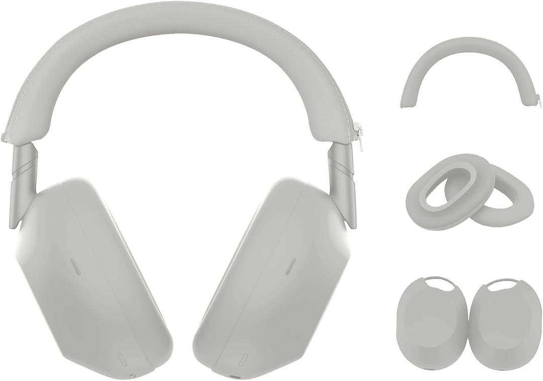 3-Pack Soft Silicone Case Covers for Sony WH-1000XM6 Headphones  Anti-Scratch, Sweat-Resistant Ear Pad, Headband & Ear Cup Covers, Washable Accessories (Silver)