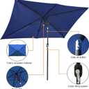 Blissun 10' Rectangular Patio Umbrella Outdoor Market Table Umbrella with Push Button Tilt and Crank (Navy Blue)
