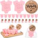 50 Sets Baby Shower Soap Favors for Guests Boy Girl Mini Handmade Scented Soaps with Thank You Tags and Organza Bags for Shower Gender Reveal Party Favors(Pink Bodysuit,It's A Girl)