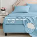 Queen Sheet Set, 4 Pieces Hotel Luxury Soft Microfiber Queen Bed Sheets Set, Up to 16" Deep Pockets, Oeko-Tex Sheets with Elastic, Breathable, Wrinkle Free (Sky Blue, Queen)