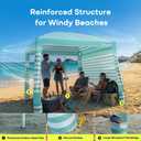 Gorich Beach Cabana with UPF50+ UV Protection, 8x8 FT/10x10 FT Beach Canopy Tent with Side Wall, Easy Setup, Windproof Portable Sun Shelter Shade for Family