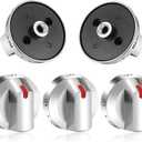 DG64-00473A Compatible for Samsung Stove Knobs Replacements/Knobs for Samsung Stove NX58F5700WS NX58H5600SS NX58H5650WS NX58J7750SS NX58M6850SS,5Packs Metal (Silver/Black)