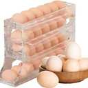 Sipobuy 4-Tier 28 Eggs Automatic Rolling Dispenser, Space-Saving Tray Organizer Holder for Refrigerator, Kitchen, Cabinets, Countertop and Dining Table (Transparent)