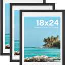 HOUSE DAY Poster Frames 18 x 24 MDF Wood and Polished Plexiglass 18x24 Frame without Mat or 16x20 with Mat, Horizontal or Vertical Wall Mounting 18 x 24 Poster Frame 18x24 Poster Frame Black Frames for Large Size Picture 3 Pack