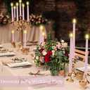 Macarrie 24 Packs Flameless Taper Candles Battery Operated Fake 11 Inch Long Candlelight LED Flameless Candlesticks Flickering Tapered for Spring Summer Wedding(Pink)