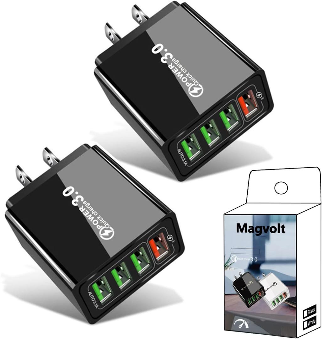 Pro Phone Charger, Magvolt Pro Charger, 4-Port Wall with Intelligent Temperature Control, for All Phones (Black*2PCS)