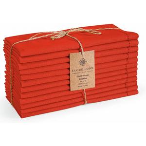 Set of 12 Hemstitch Dinner Napkins 100% Cotton - Soft Durable Reusable Table Napkins - Perfect for Dining Weddings Parties Holidays Christmas and Everyday Use - Cloth Napkins Orange