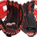 Rawlings | Players Series Youth 10-INCH Baseball Glove | RHT | Black/ Red