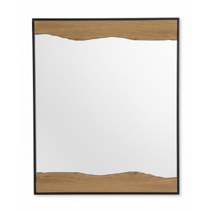 Wave design Mirror Black/Walnut 30"X40"