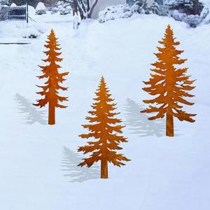 Pine Tree Metal Yard Decor Durable Outdoor Garden Stakes for Forest and Cabin Aesthetics