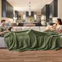 Bedsure Gentlesoft 100% Cotton Blanket Twin XL Size for College Dorm -Cooling Breathable and Soft for Summer, Waffle Weave Twin Blanket for Bed, Dorm Room Essentials, Moss Green, 66x90 inches
