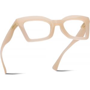 Blue Light Blocking Reading Glasses Women Computer Stylish Readers Fashion Square Design with Spring hinge,Creamy-white 1.5